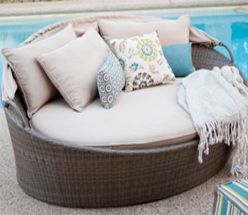 Outdoor Furniture, Wicker Outdoor Daybeds, Wicker Outdoor Furniture, Coral Coast Moorea All Weather Wicker Cabana Day Bed with Canopy