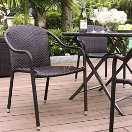 Crosley Palm Harbor Outdoor Wicker Stackable Chairs-Set of 4,Outdoor Furniture, Outdoor Living, Patio Furniture, Wicker Bar Set, 