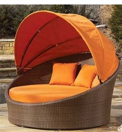 Outdoor Furniture, Wicker Outdoor Daybeds, Wicker Outdoor Furniture, Grenada Patio Orbital Daybed in Antique Brown Finish