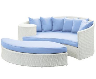 Outdoor Furniture, Wicker Daybeds, Wicker Outdoor Furniture, LexMod Taiji Outdoor Wicker Patio Daybed with Ottoman
