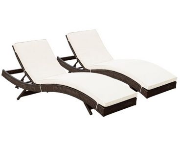 Outdoor Furniture, Wicker Chaise Lounge Chairs, Wicker Outdoor Furniture, LexMod Wicker Peer Chaise Set of 2