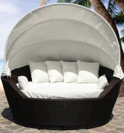 Outdoor Furniture, Wicker Outdoor Daybeds, Wicker Outdoor Furniture, Cabana Lounge Designer Sofa with Cushions