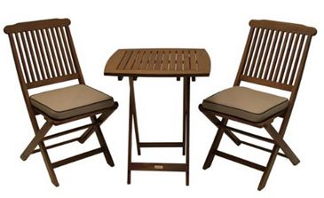 Outdoor Interiors Eucalyptus 3 Piece Square Bistro Outdoor Furniture Set