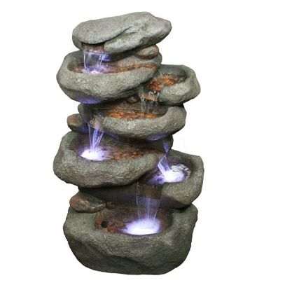   Tower Rock Water Fountain-Tall Rock Outdoor Water Feature for Gardens and Patios