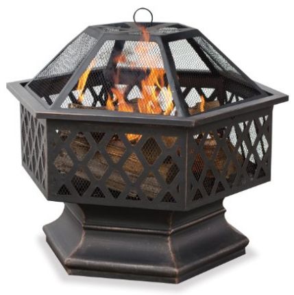 UniFlame Hex Shaped Outdoor Fire Bowl with Lattice