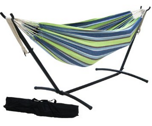 Prime Garden 9 FT-Double Hammock with Space Saving Steel Hammock Stand, Prime Garden Hammocks, Outdoor Furniture Zone,