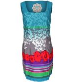 Desigual Vest Pichi Womens Dress, Multi and Teal Patterned