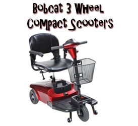 3 wheel scooters, Bobcat 3 wheel compact scooter, Bobcat 3 Wheel Compact Scooters, compact scooters, drive medical scooters, 