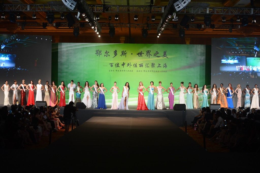 117 candidates of Miss World 2012 during the Dress Designer Award Competition