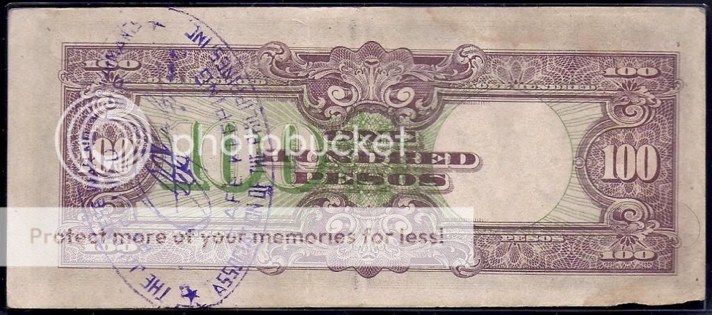 1943 ND Philippines Japanese Occupation 100 Pesos P 112a Postmarked