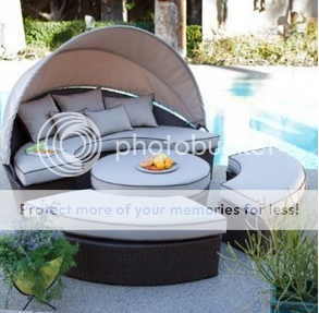 Modern Gramercy Home Sunbrella All Weather Resin Wicker Sectional Daybed