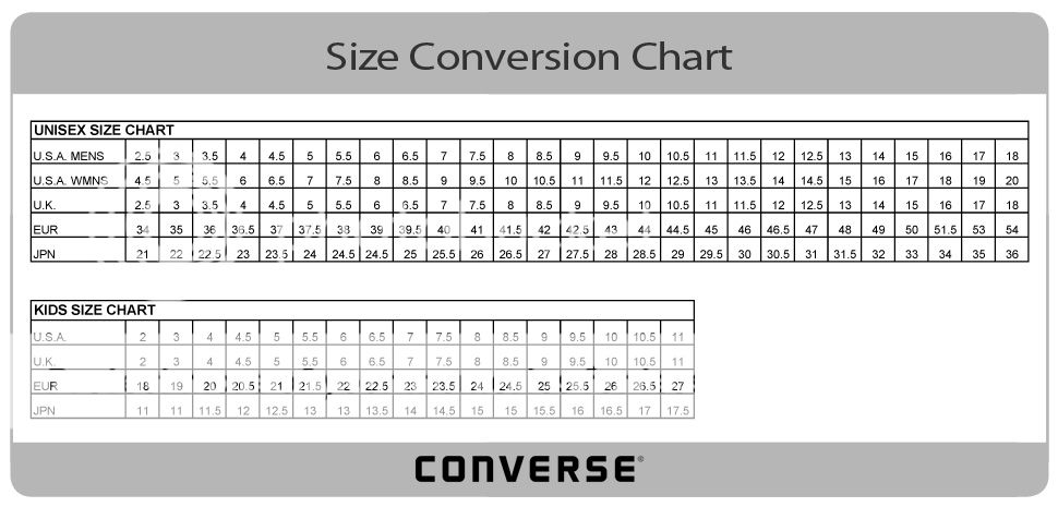 converse size to nike